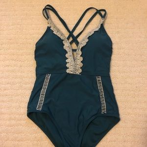 One Piece Swimsuit with Crochet Trim